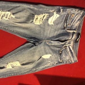 Express Distressed Ankle legging mid rise jeans
